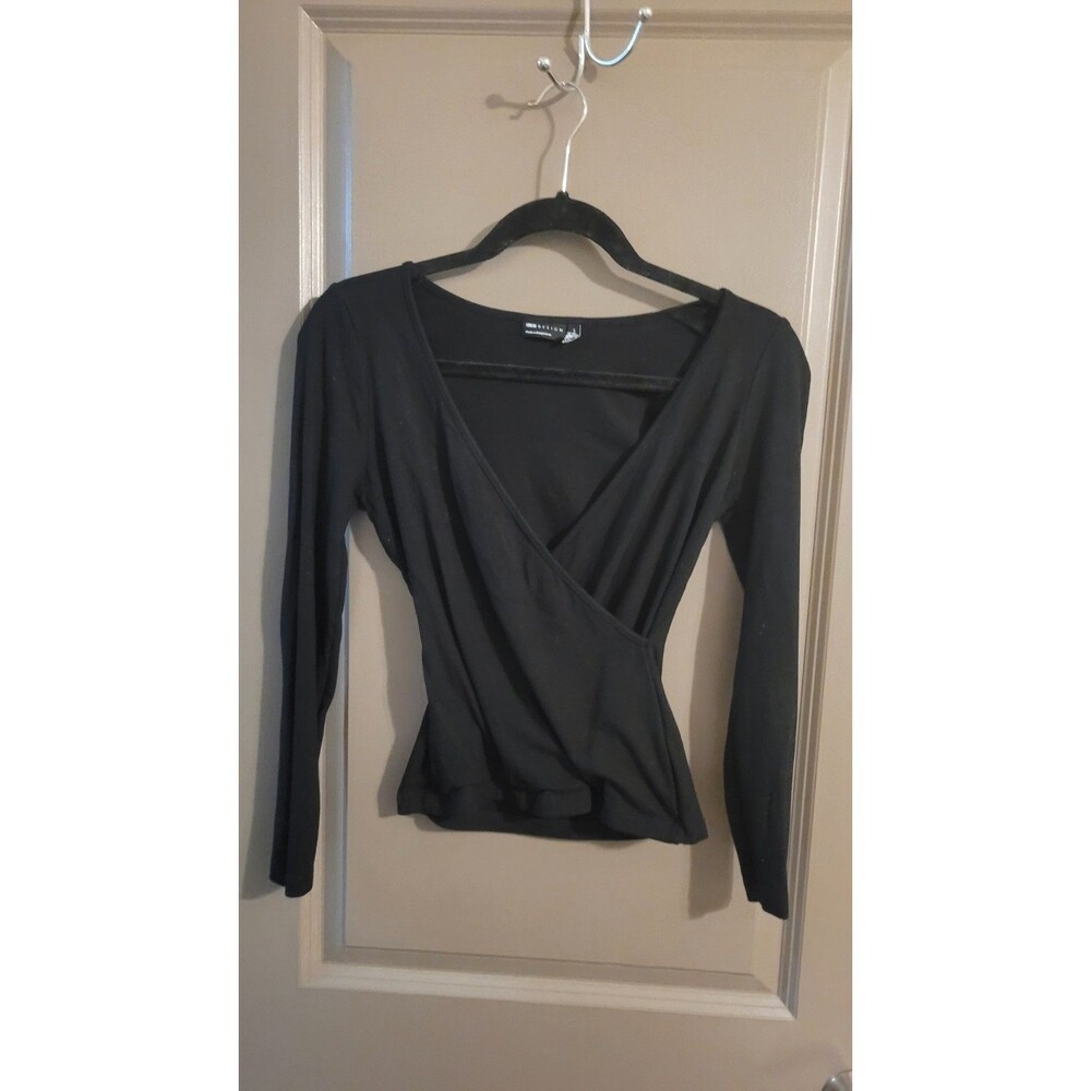 ASOS Design Wrap V-neck T-Shirt Wrap Black Womens  Size US 4